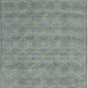 5x8 Hand-Knotted Wool Rug: Blue & Yellow Anatolian Design