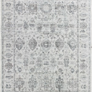 Hand-Knotted Wool Anatolian Rug: 9&#39; x 11&#39;10&quot; Silver Oushak Design