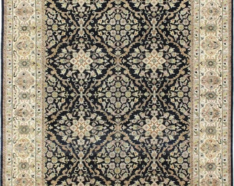 Handmade Rugs Hand-Knotted Rugs  8' x 10' Rugs Oushak Rugs  Oriental Rugs Black/Beige Area Rugs Indian Rugs