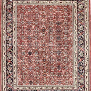 Handmade Rugs  Hand-Knotted Rugs  8&#39;&#39; x 10&#39;&#39; Rugs Oushak Rugs  Oriental Rugs Red/Navy Area Rugs Indian Rugs