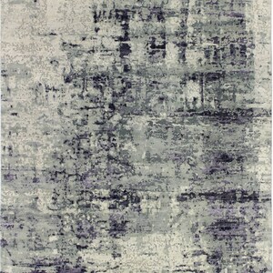 Hand-Knotted Wool & Bamboo Silk Rug: Gray Modern Anatolian Design (8&#39;x10&#39;)