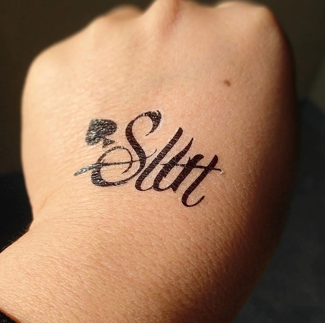 3 Pack Slut Temporary Tattoo Queen Of Spades Bdsm Adult Sex Etsy 