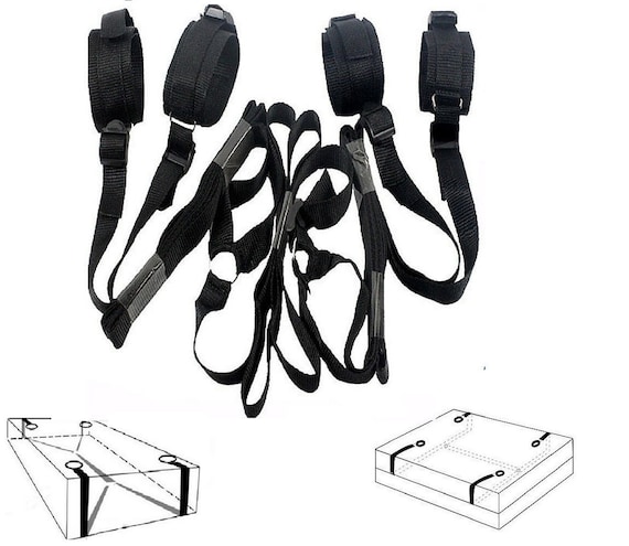 Nylon Band Under Bed Hand Ankle Cuffs Restraint Belt Set Kit for Couples