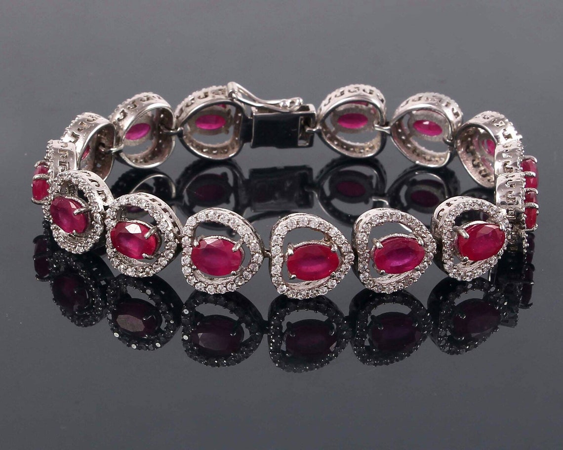 Beautifull Ruby Bracelet/Heart Bracelet/925 Silver Etsy