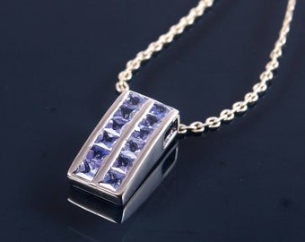 Natural Blue Topaz Necklace -Silver pendant -Gemstone Pendant -925 Sterling  Silver Necklace