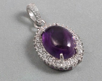 Natural Beautiful  Amethyst  Pendant -Pendant For Girls-Gemstone Pendant -925 Sterling  Silver Necklace