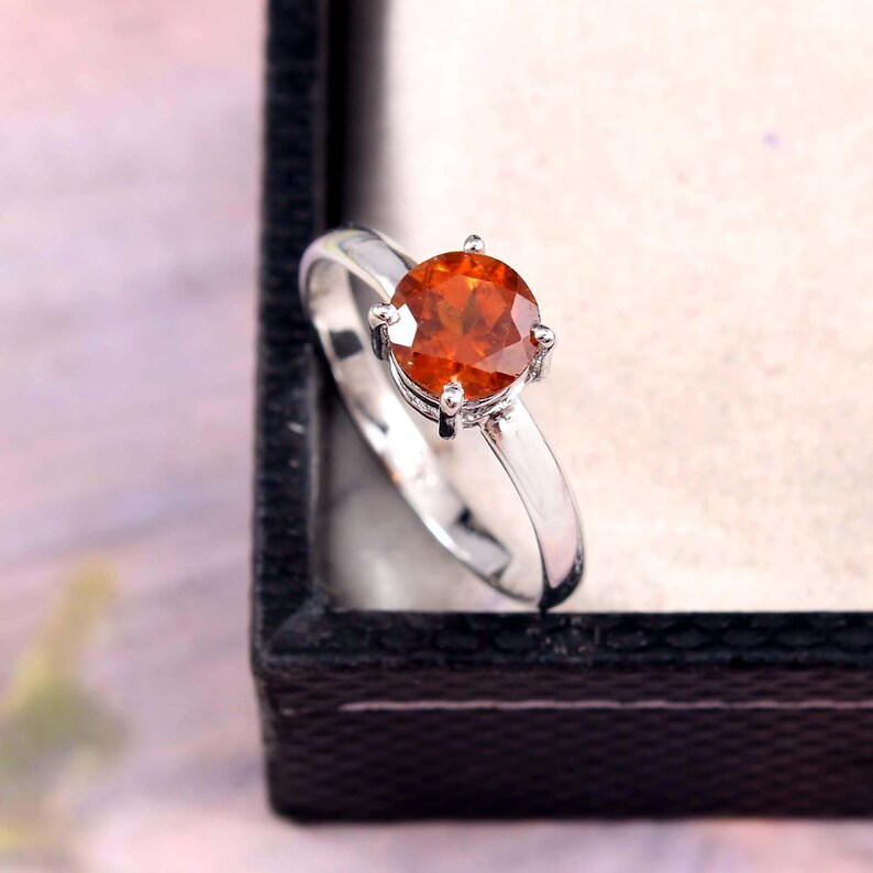 Rear Orange Garnet Ring for Girls Gemstone Ring-925 Sterling Silver Ring-Promise Ring-Gift for Her