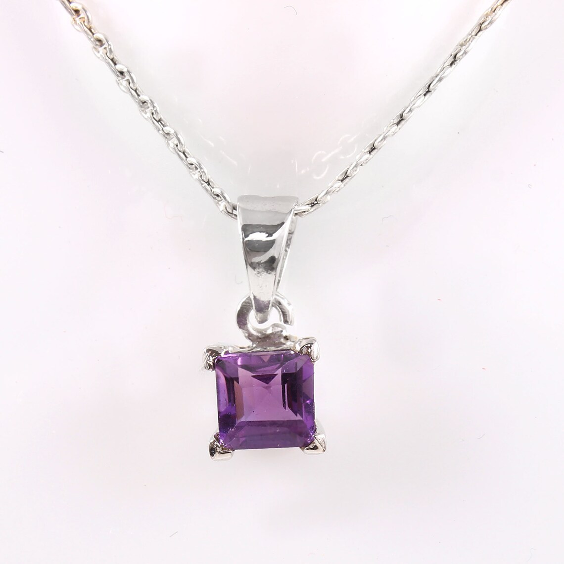 Amethyst Necklace for Girls silver Pendant gemstone Pendant Etsy