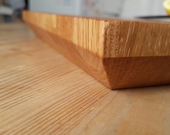 Cutting board made of oak wood 30 x 40 cm with end-grain wood gluing 4 cm thick and walnut oil oiled