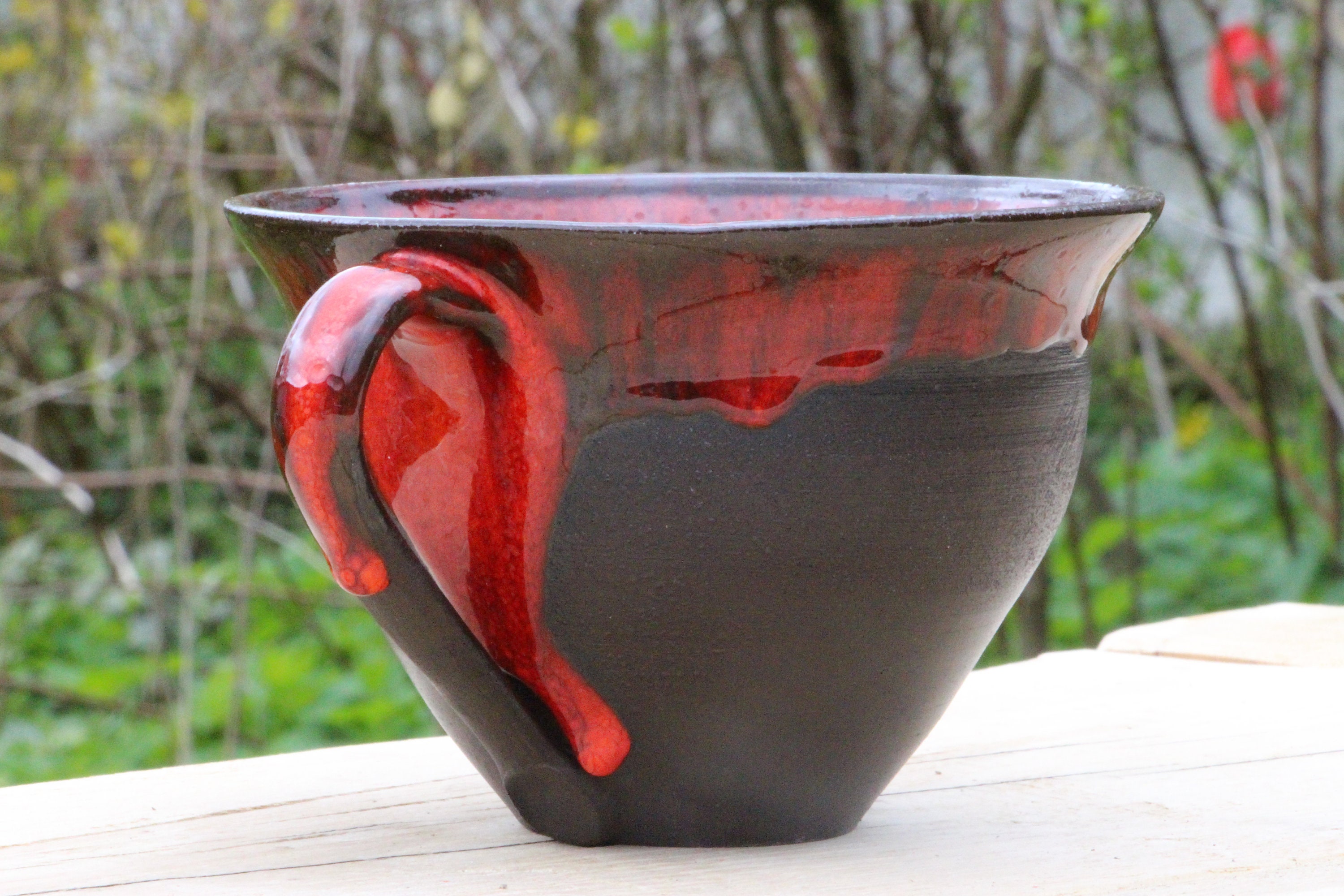 Cup, Black Clay, Red Glaze - Etsy