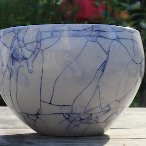 Pasta bowl, white and blue craquelure