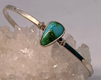 Sonoran Mtn Turquoise Boho Sterling Silver Cuff, Coloré, Bleu fluo, Bracelet délicat