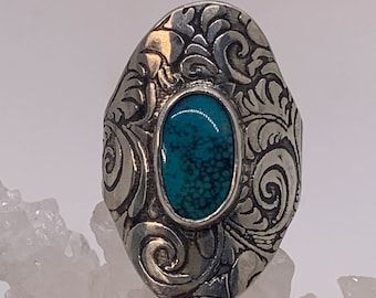 Bague Selle Turquoise Sterling Taille 8