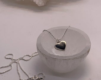 Shiny Sterling Heart Necklace with 20" Adjustable Chain