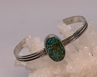 Webby Turquoise Cuff, Bracelet Sterling Statement, Manchette Boho Classy