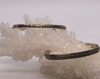 Bracelets Scroll & Floral Petite Cuff, Argent Sterling, Everyday Wear