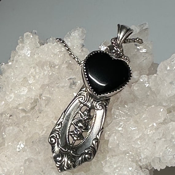 Captivating Black Onyx Heart Pendant With Sterling Silver