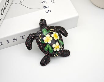 Estatua de tortuga: escultura floral de tortuga marina, decoración hecha a mano