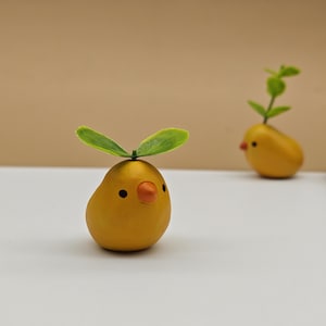 Handmade Clay Chick Vase: Tiny Painted Bud Vase, Easter Gift