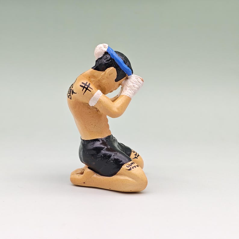 Blue Muay Thai Statue - Made of Resin image 4