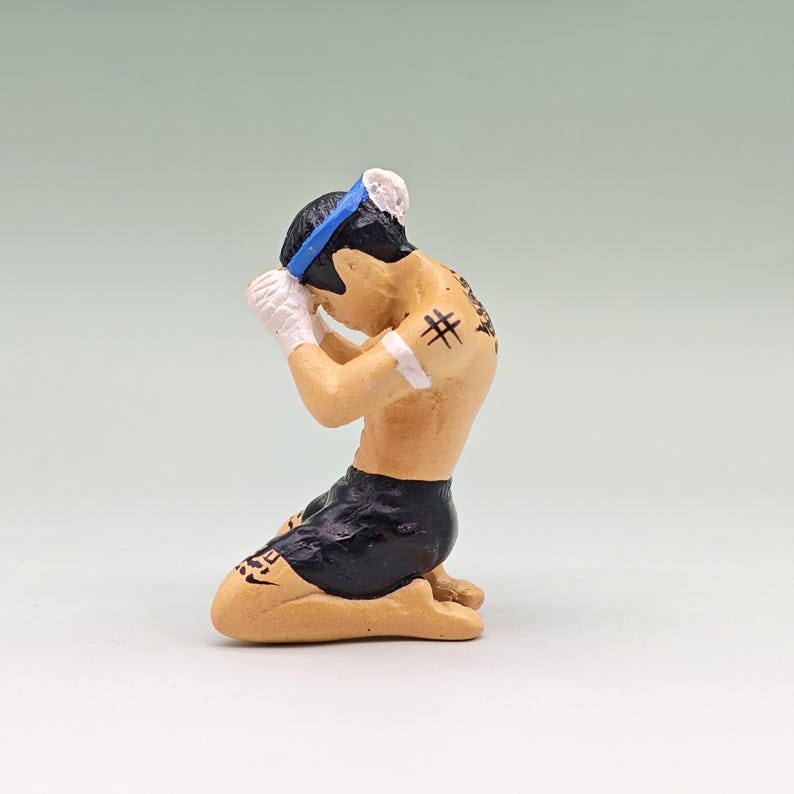 Blue Muay Thai Statue - Made of Resin image 3