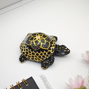 Resin sea turtle-Sea turtle for crafts-Resin turtle figurines-Hand-painted-Black turtle-One of a kind-New Year gift