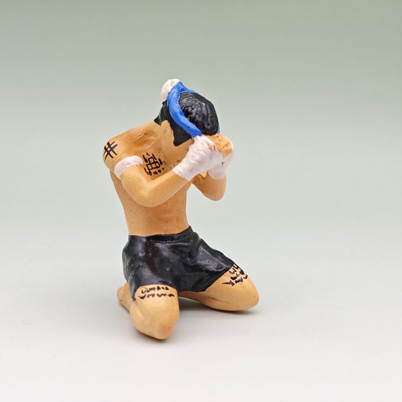 Blue Muay Thai Statue - Made of Resin image 2