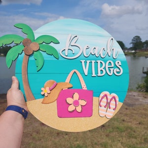 Beach Vibes 3D door hanger, beach door sign, summer door hanger, summer door sign, summer wreath, beach wreath