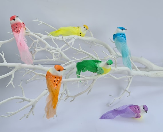 6 knstliche Pastell-Regenbogen gefiederte  Garten-Schaum-Vogel-Blumen-Baum-Dekorations-Handwerk - Etsy.de