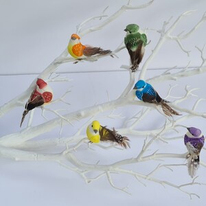 6 Colourful Rainbow Artificial Fake Feather Craft Birds Hair Flower Cake Bird Ornament Decoration Topper image 10