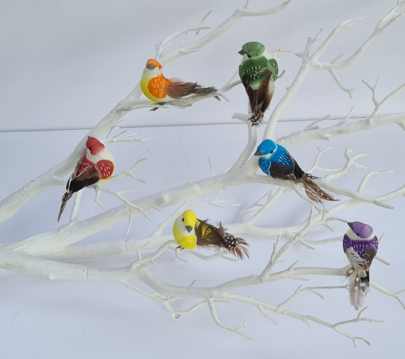 6 Colourful Rainbow Artificial Fake Feather Craft Birds Hair Flower Cake Bird Ornament Decoration Topper image 10