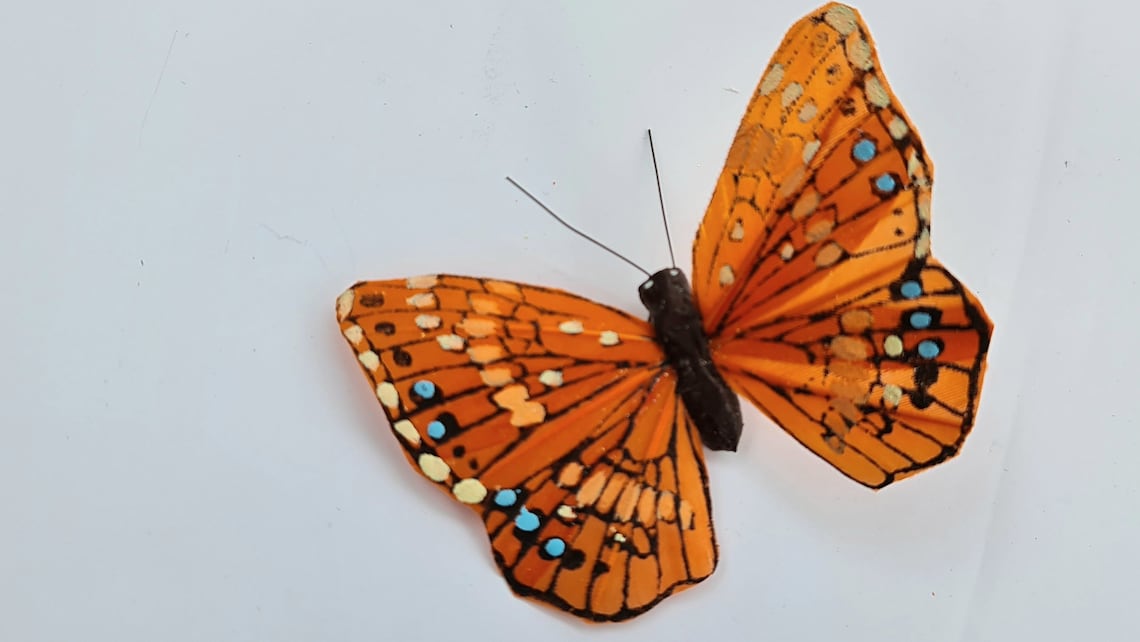 6 Fake Artificial Realistic Feather Butterfly Butterflies Etsy