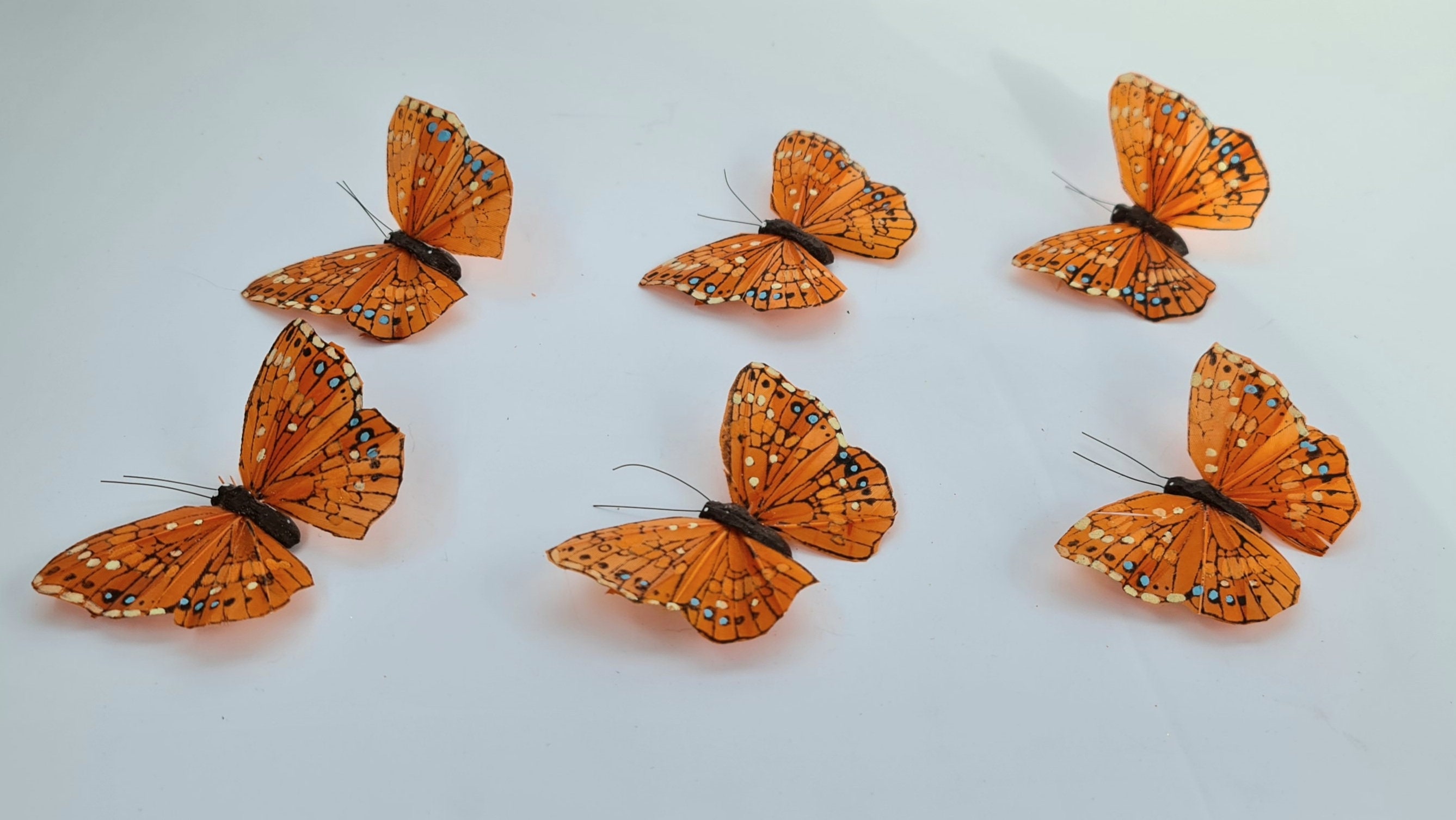 6 Fake Artificial Realistic Feather Butterfly Butterflies Etsy
