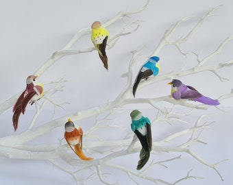 6 Artificial Pastel Craft Birds Decoration Home Fake Bird Cake Hat Flower Arrangement Birds Ornament Topper