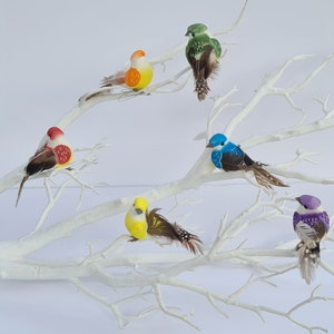 6 Colourful Rainbow Artificial Fake Feather Craft Birds Hair Flower Cake Bird Ornament Decoration Topper image 1