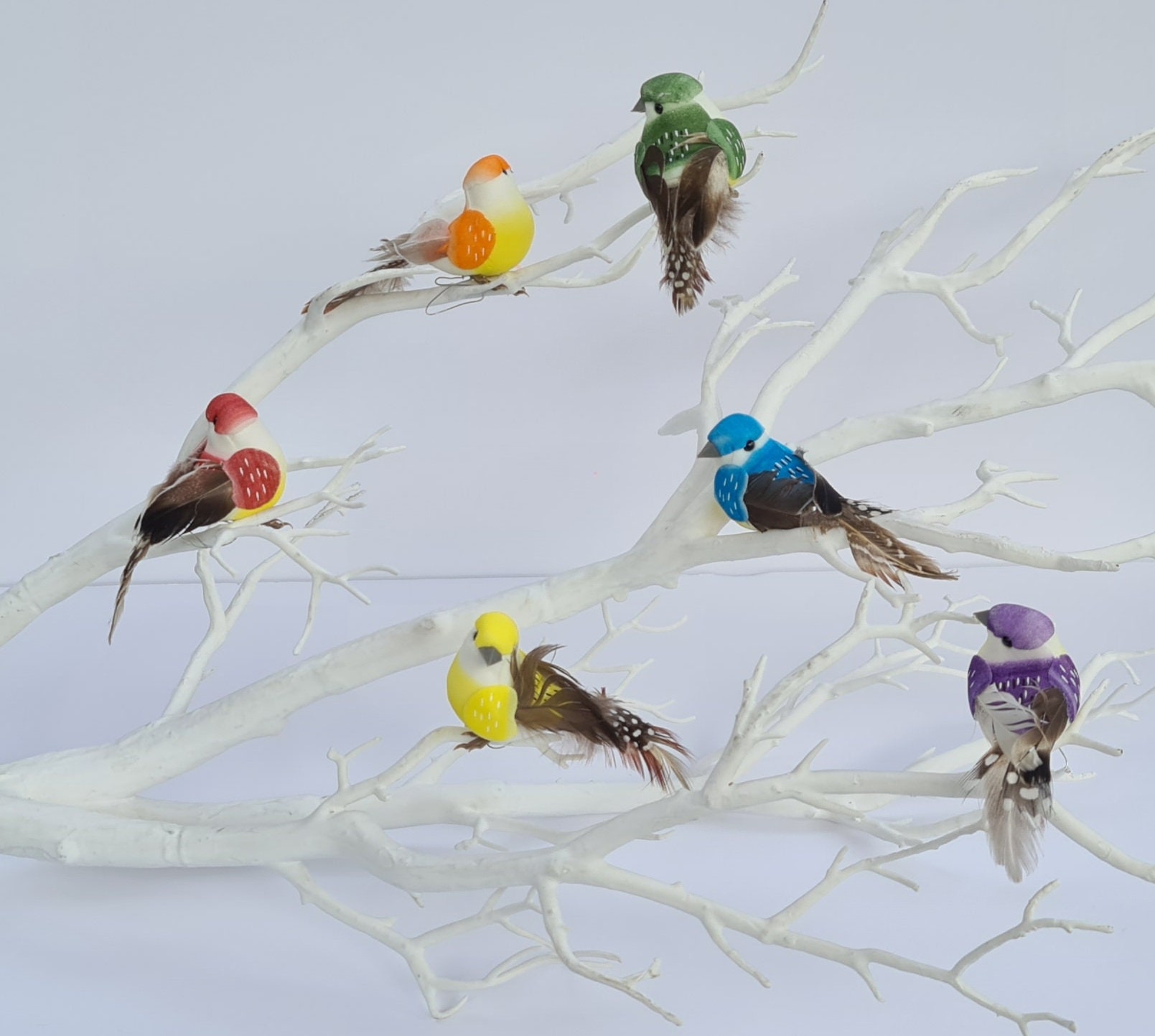 6 Colourful Rainbow Artificial Fake Feather Craft Birds Hair Flower Cake Bird Ornament Decoration Topper