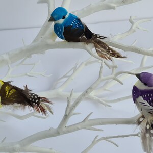 6 Colourful Rainbow Artificial Fake Feather Craft Birds Hair Flower Cake Bird Ornament Decoration Topper image 5