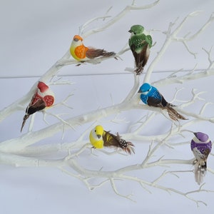6 Colourful Rainbow Artificial Fake Feather Craft Birds Hair Flower Cake Bird Ornament Decoration Topper image 6