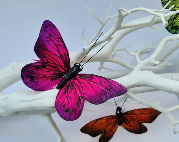 12 Fake Artificial Realistic Feather Emperor Butterfly Butterflies Craft  Embellishment Home Decoration 