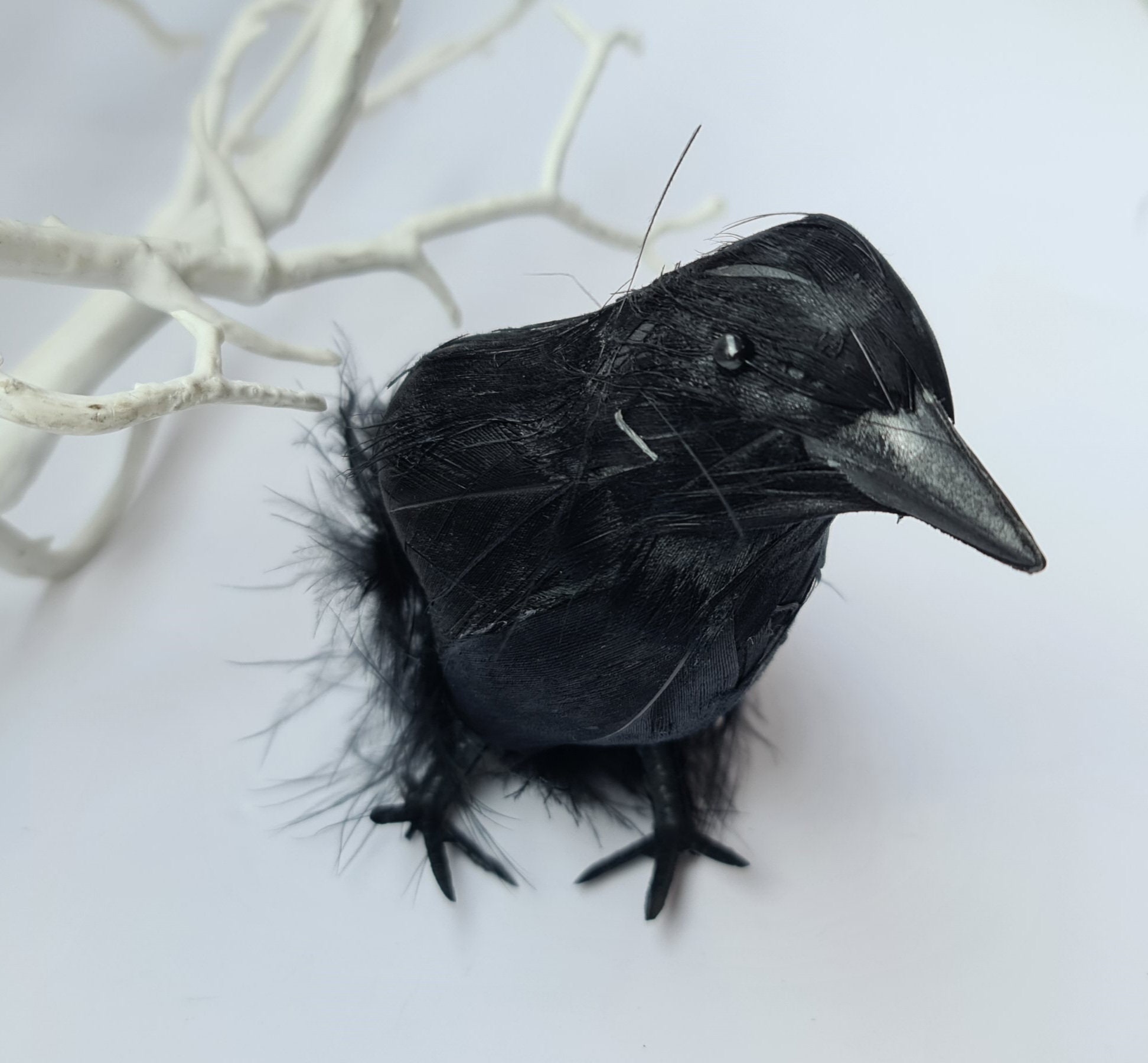 Pair of Artificial Feather Black Crows Ravens Fake Birds Etsy