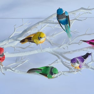 6 Artificial Rainbow Fake Feathered Foam Birds Home Decoration Craft Party