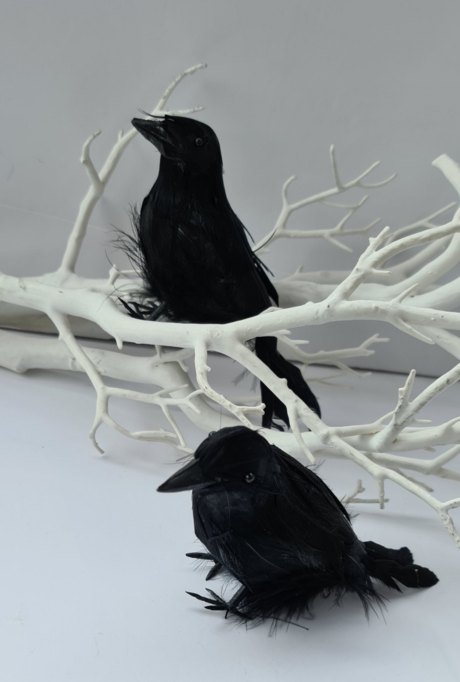 Pair of Artificial Feather Black Crows Ravens Fake Birds Etsy