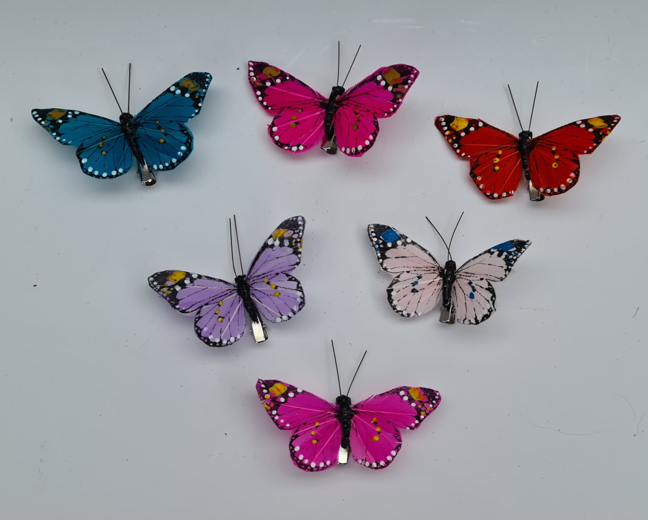 Feather Fake Butterfly for Craft Decoration Set of 12 with Clip