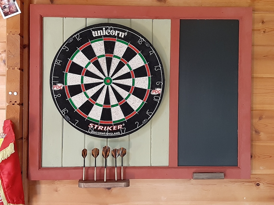 Dart Board Surround With Dart Holder and Chalk Board Etsy UK