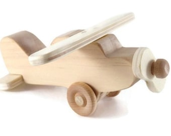 Toy Wood High Wing Airplane,  Natural Wood, Eco-Friendly