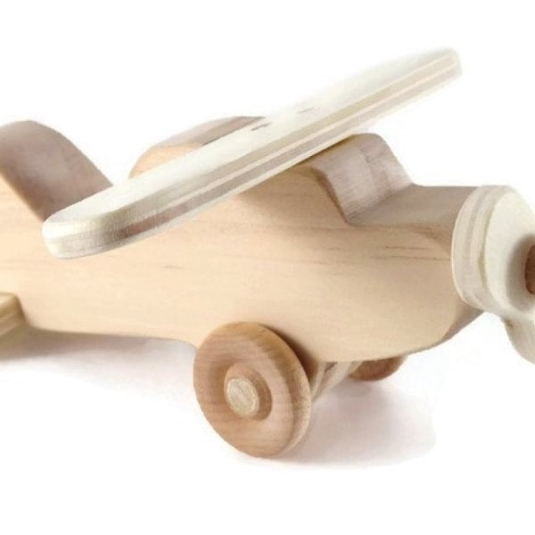Toy Wood High Wing Airplane,  Natural Wood, Eco-Friendly