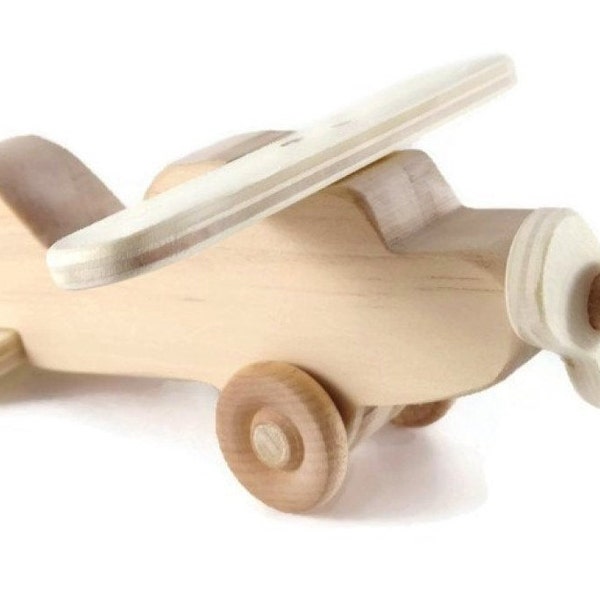 Toy Wood High Wing Airplane, Natural Wood, Miniature Size