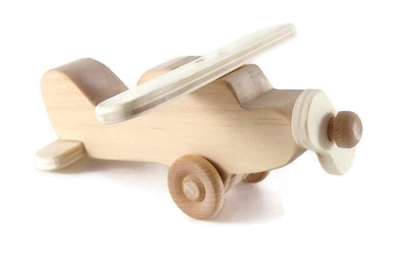 Toy Wood High Wing Airplane,  Natural Wood, Eco-Friendly