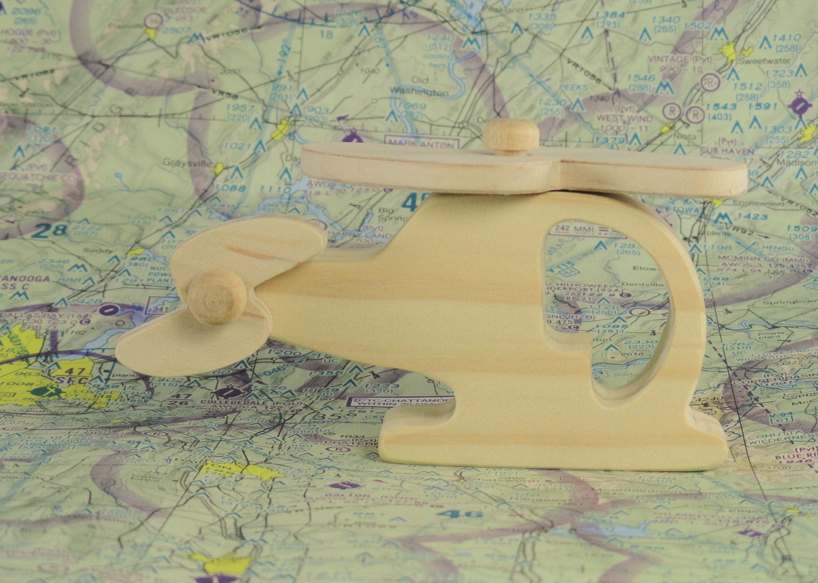 Wood Toy Helicopter,  Natural Wood, Eco-Friendly