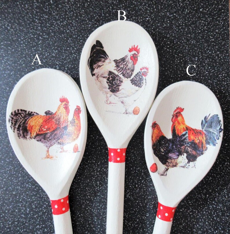 12 30cms Decorative Decoupage Wooden Spoons. Hens on Etsy